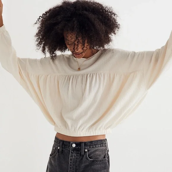 Madewell NG553 Knit Lightspun Ruched Long-Sleeve Top, XXS - Picture 2 of 5